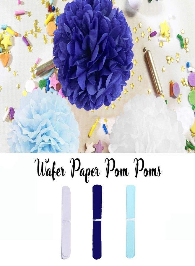 AMFIN 18 Pcs. 10" Tissue Paper Pom Pom Flower Balls for Birthday Wedding Party Anniversary Welcome Baby Shower Decorations - Navy Blue, Light Blue & White - Image 3